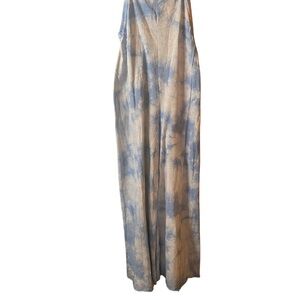 Anthropologie Maronie Tie-Dye Blue and Cream Jumpsuit Wide Leg NWOT